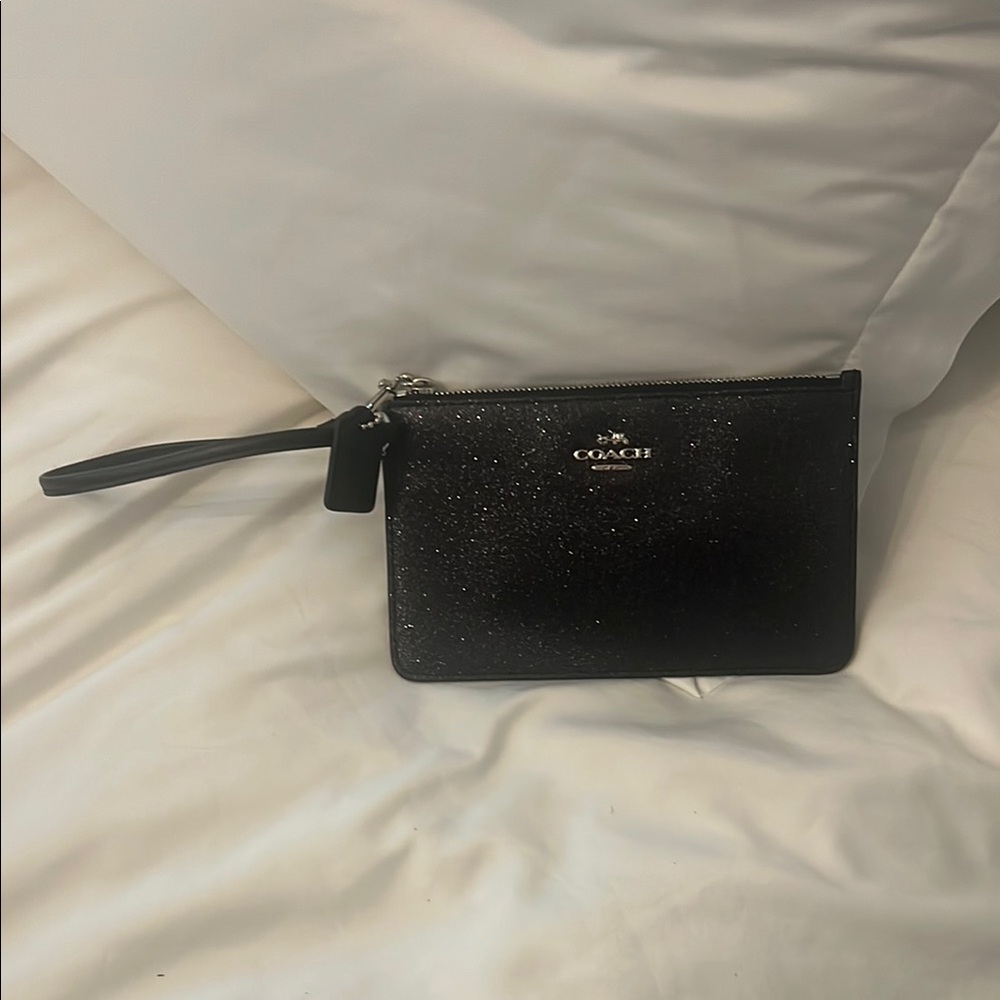 Coach Black Leather Wristlet Clutch
